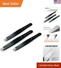 Ultra-Precision Professional Tweezers - Matte Black, Perfect for Eyebrows  More