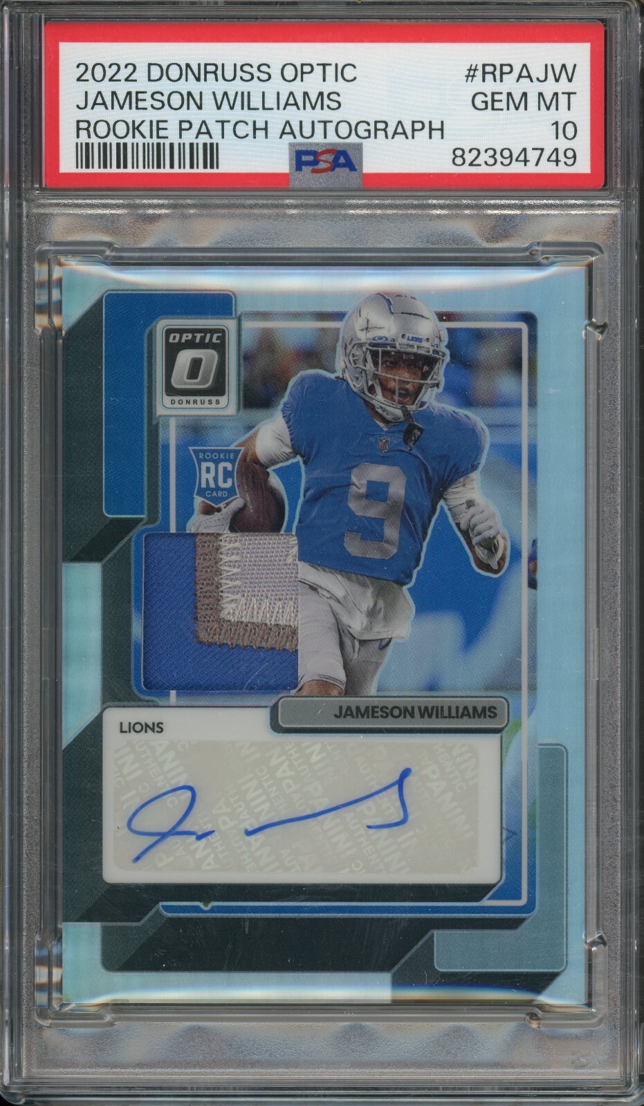 Jameson Williams Panini Donruss Optic Rookie Patch Autographs #RPAJW Base