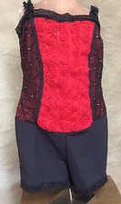 Red Rose DANCE Leotard BOOTY SHORTS Costume 8 A WISH COME TRUE Black THE GARDEN