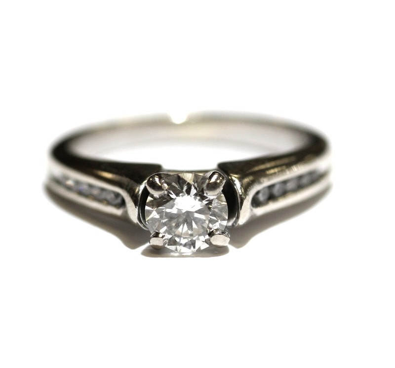 GIA certified 14k white gold .70ct round Natural diamond engagement 4.2g SI2 I