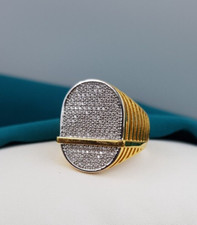 Luxury Gold Ring 22K Cluster Round Cut CZ Heavy Look Real Gold Ring Hallmark