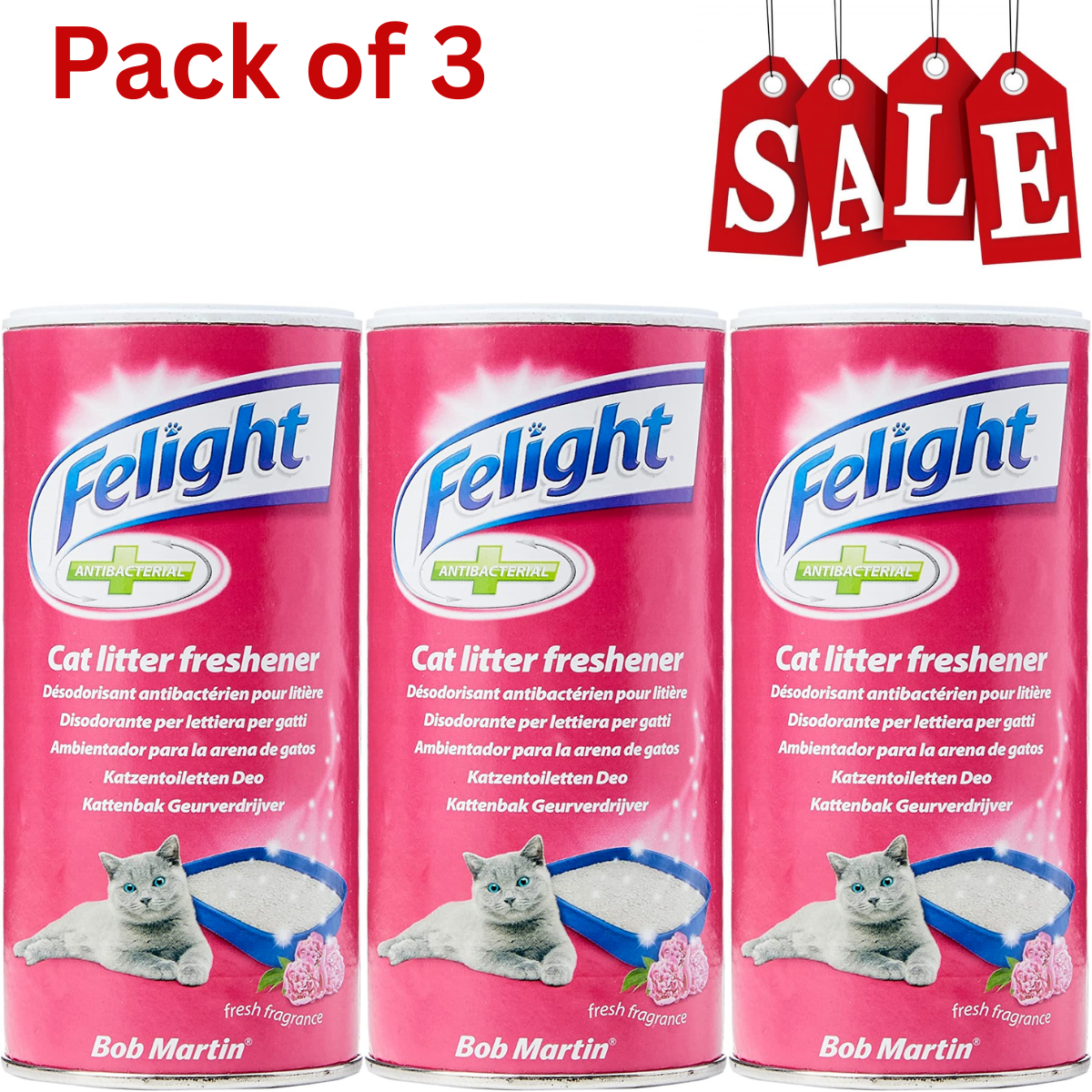 Felight Antibacterial Cat Litter Freshener Powder 300ml NEW Pack of 1
