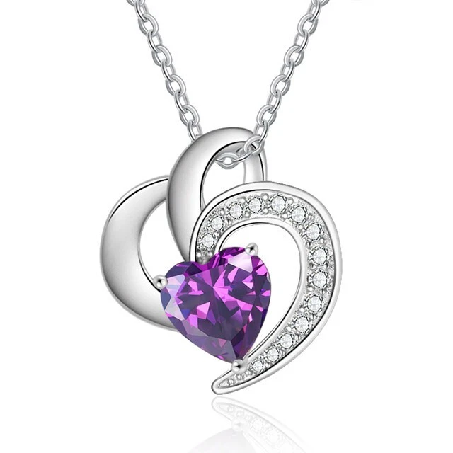 Специальный 1-4 имя камень ожерелье ювелирные изделия сердце цирконий серебро регулируемый - Изображение 3 из 4