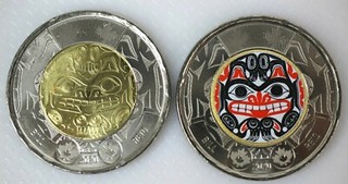 2020 Canada $2 Haida Art Bill Reid BU Colored No Color Toonies Coins From Roll