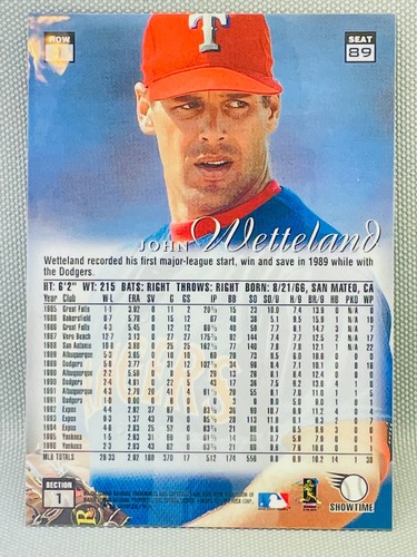 JOHN WETTELAND - 1997 Flair Showcase Baseball - ROW 1 SEAT 89 - RANGERS - Picture 2 of 2