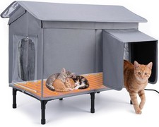 Extra Large Heated Outdoor Cat House Weatherproof with Heating Pad Insulated