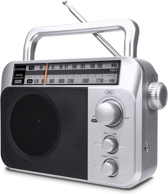 Retekess TR604 AM FM Radio Portable,Transistor Analog Radio(Silver)