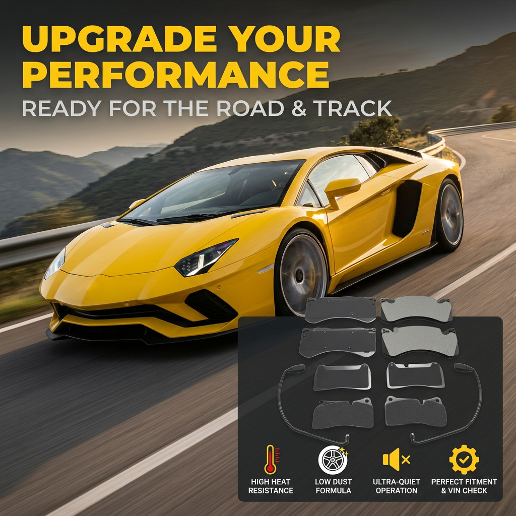 Front & Rear Brake Pads W/Sensor 470698451 Replace For Lamborghini Aventador