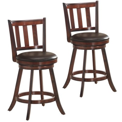 Set of 2 25'' Swivel Bar stool Leather Padded Dining Kitchen Pub Bistro Chair
