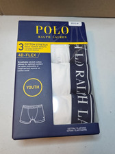 POLO Ralph Lauren Boys' 3-Pack Cotton StretchBoxer Briefs White Youth Medium