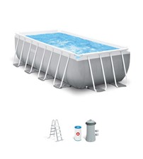 PISCINA FUORI TERRA CON STRUTTURA RETTANGOLARE INTEX "PRISMA METAL FRAME" GRI...