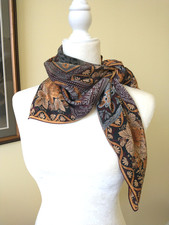 VTG CHARLIE LAPSON Signed Classic 100 Silk Scarf In Earth Tones 31 x 32" EUC