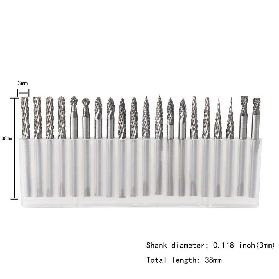 Durable 20pcs Carbide Burr Set - 0.118” Shank Files for Enhanced Craftsmanship - Image 4 of 4