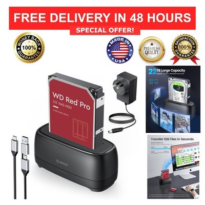 ORICO USB C Hard Drive Docking Station 2.5/3.5 SSD HDD SATA Reader 22TB