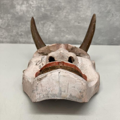 Noh Mask Oni Hannya Demon Japanese Vintage Antique Handmade Wooden Wood Carving - Picture 4 of 20