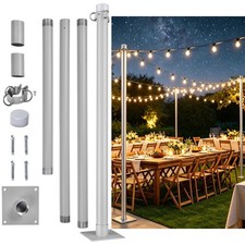 Shade Sail Pole 10Ft Backyard with Pole Bracket Clamp Powder Awning Deck Patio