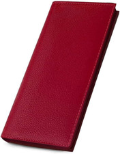 Red Basic Genuine Leather Checkbook Cover for Men  Women