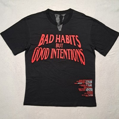 Official VLONE Live Die V Neck Tag Bad Habits Good Intentions T-Shirt M Made USA