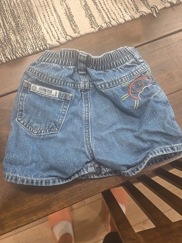 Vintage OshKosh 3T 3 Toddler Girls Denim Jean Skort Skirt Shorts Rainbow Cactus - Picture 7 of 8