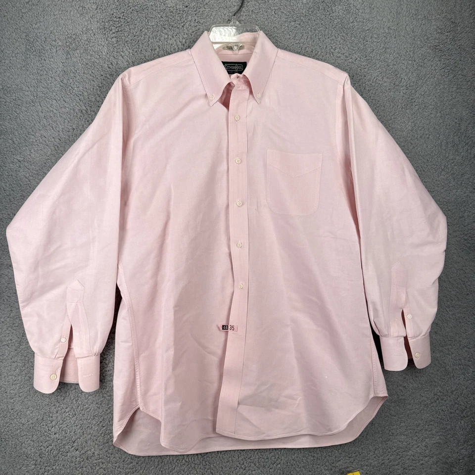 Camisa de Vestir Gitman Bros Para Hombres 16.5-34 Rosa Algodón Pinpoint Oxford Oficina Formal Foto 2 de 4