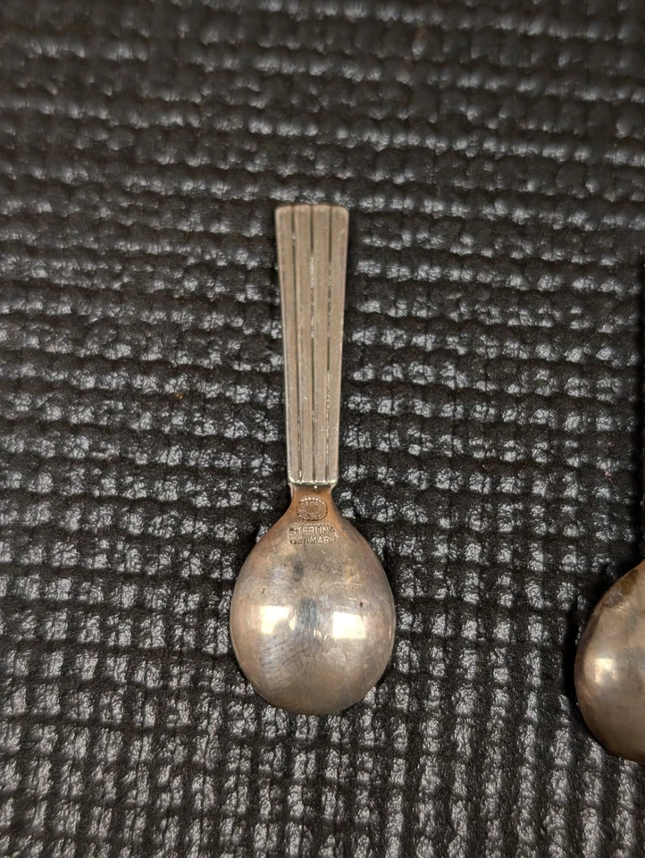 Cuchara de sal de plata esterlina GEORG JENSEN BERNADOTTE Dinamarca ~ $65 cada una Foto 2 de 4