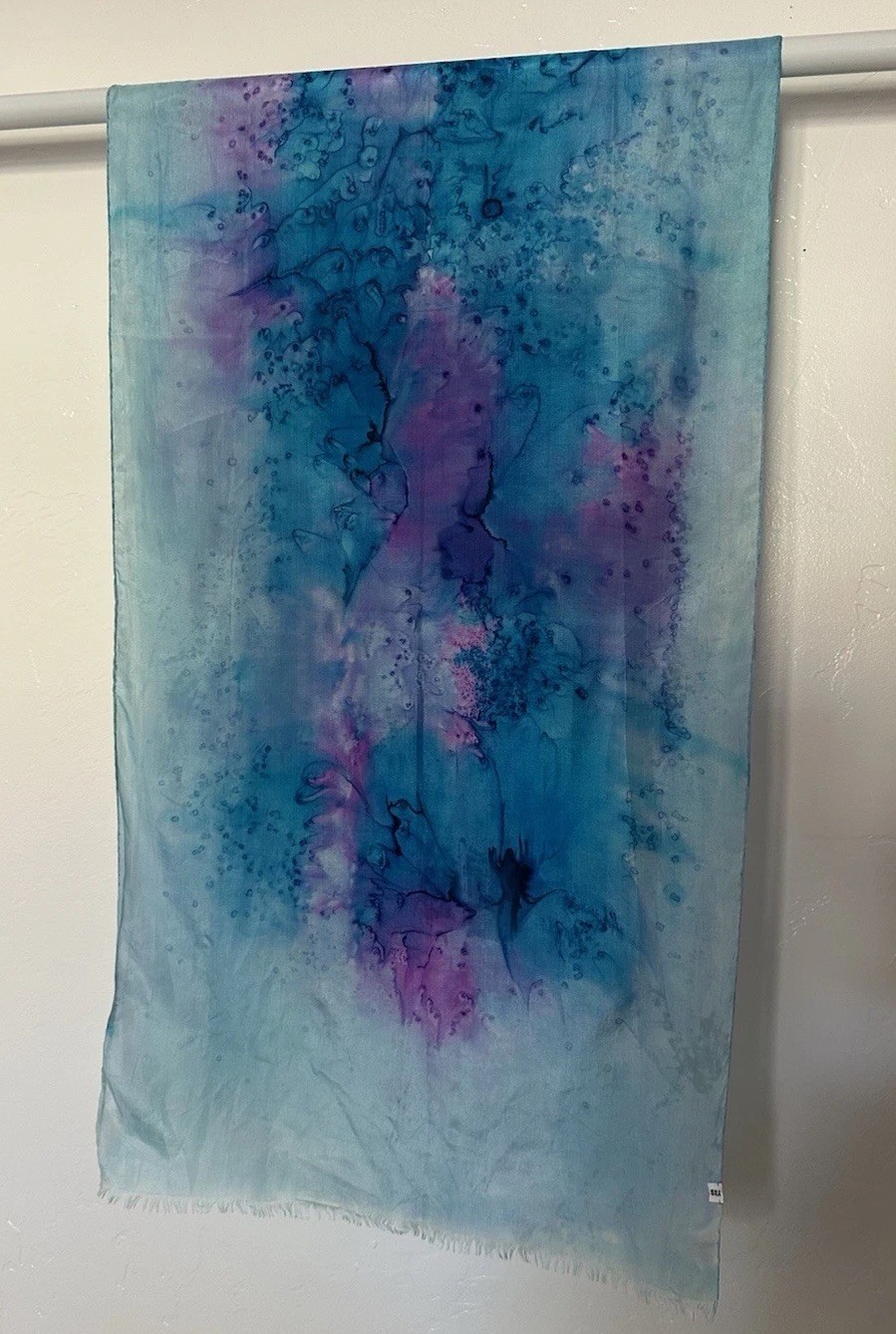 Gajelmee Paris Silk Chiffon Rectangle Scarf Blue Purple Abstract