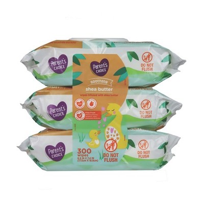 Parents Choice Shea Butter Baby Wipes Gentle Hypoallergenic 300 Count