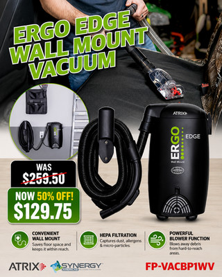 ATRIX ERGO Edge Wall Mount HEPA Vacuum with 30 Ft. Hose Kit