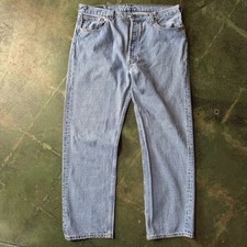 '90s Levi 505 Straight Leg Jeans Light Wash Distressed Made In USA Mens 36x30