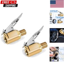 2-Pack Brass Tire Air Chuck, Locking Quick Connect Inflator Hose Adapter, No Lea