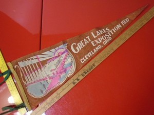 1937 Great Lakes Exposition Cleveland Ohio OH, 23"x8" Pennant, Scarce, VG+