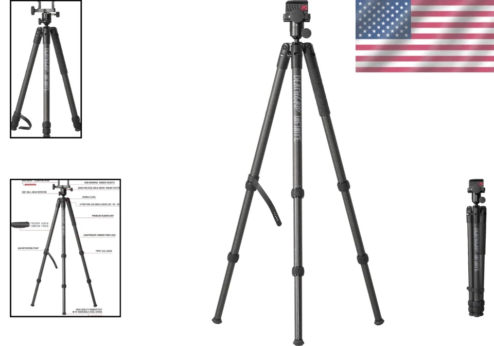 Heavy-Duty Carbon Fiber Tripod with 59-Inch Height & Quick-Release Optics Plate - Image 2 of 4