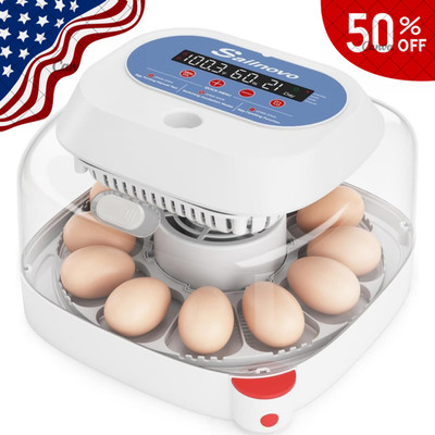 12 Egg Incubator with Automatic Egg Turning and Humidity Display