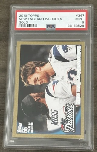 2010 Topps Tom Brady, Randy Moss #347 Gold / 2010 PSA 9
