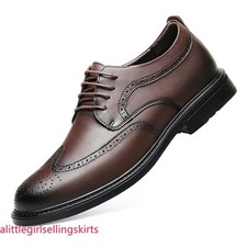 Men's Classic Leather Formal Business Oxford Wingtip Lace Up Casual Dress Shoes