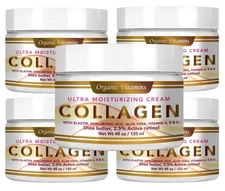 5 JAR PACK organic Collagen Beauty Cream 4oz VITAMIN E SKIN CARE colageno