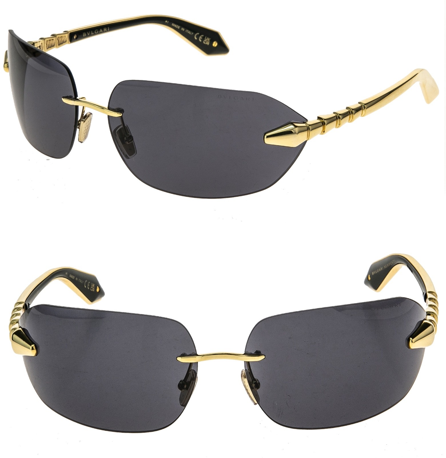 BVLGARI 40025 Serpenti Viper BV40025U Black Gold Snake Scales Sunglasses 32A
