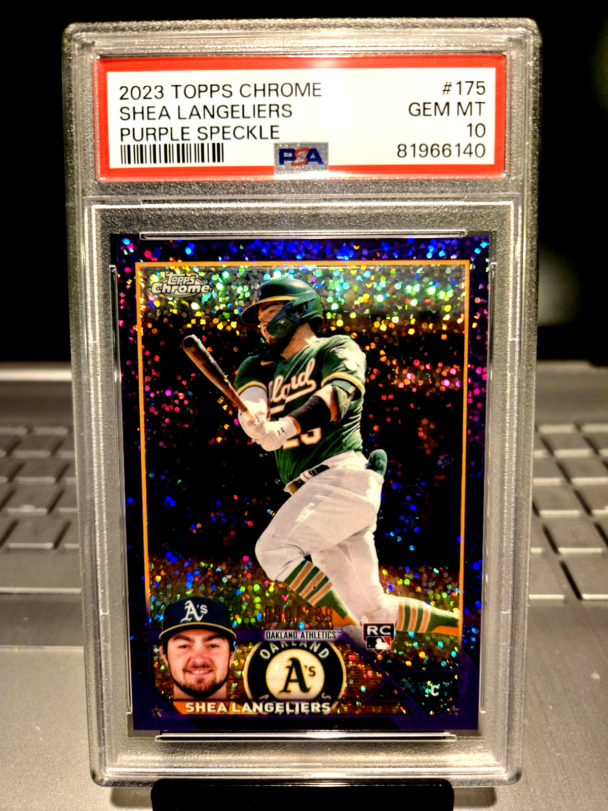 2023 Topps Chrome #90/299 Shea Langeliers Purple Speckle #175 Gem Mt. 10 "POP-