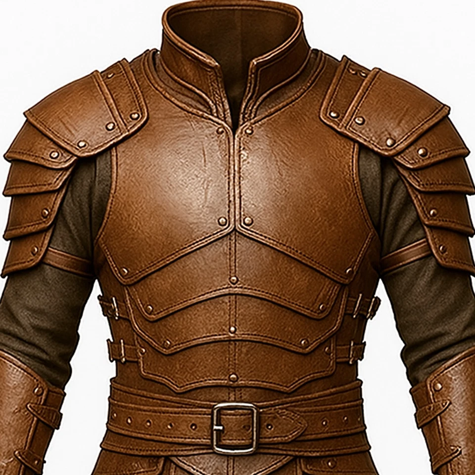 Traje de armadura de cuero medieval para hombre - Caballero de cuero armadura vikinga LARP Juegos con disfraces Foto 3 de 4