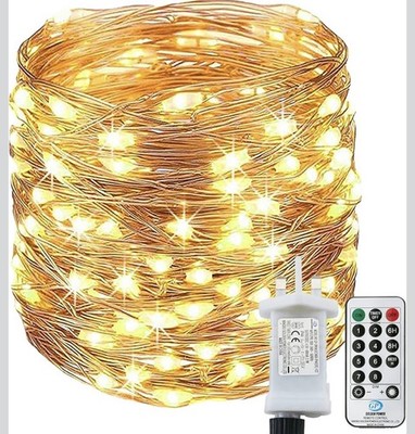 Lezonic [220 LED] Lichterkette Netzbetrieben 25M 8 Modi Niedervolt Warmweiß