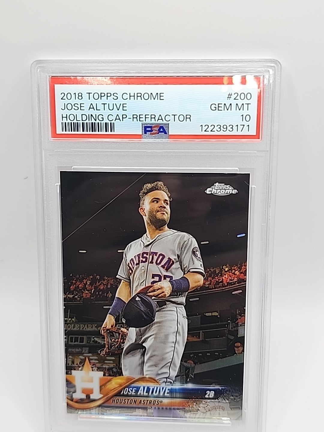 2018 Topps Chrome #200 Jose Altuve SP VAR HOLDING CAP Refractor RARE PSA 10  view 2