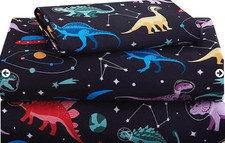 Dinosaur Space Sheets Set for Boys, Kids, Twin  Pillowcase Printed