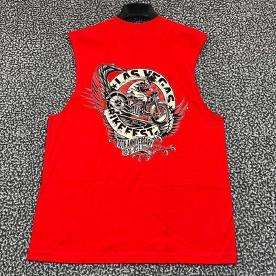 Vintage Las Vegas Bike Fest Shirt Large Red Alstyle Sleeveless Deadstock New