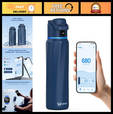 Smart Water Bottle 32oz with Reminder & Tracker, Double Wall Insulated, BPA-Free