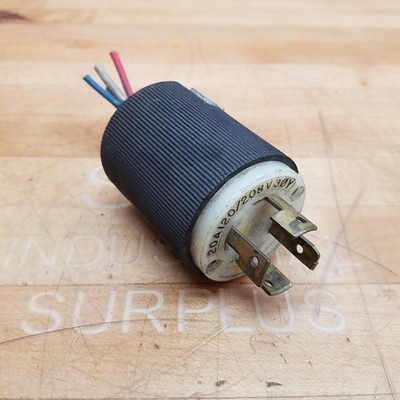 Hubbell 20A120/208V3OY Twist-Lock Male Plug End - USED