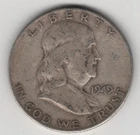 1949 S FRANKLIN HALF DOLLAR 90% SILVER SAN FRANCISCO .50¢ UNITED STATES AMERICA