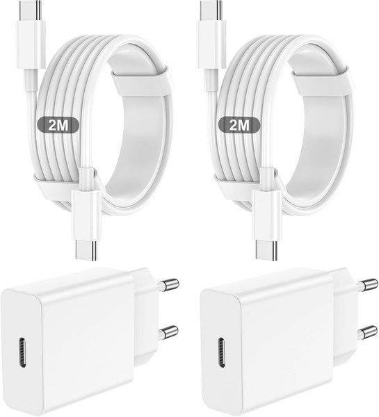 USB-C LadegeräT 20W 2Er Pack Mit 2M Kabel SchnellladegeräT FüR Iphone Ipad-image
