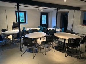 New modern used 1 year restaurant catering business 5 tables 24 chairs lot ergo