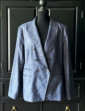 Banana Republic Chambray Double Breasted Lined Stretch Notch Blazer Size 14
