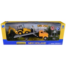 New Ray Peterbilt Truck & New Holland Backhoe 1/43